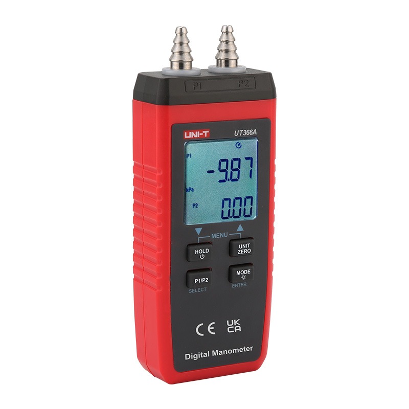 UNI-T UT366A Digital Manometer | ±15 kPa / ±150 mbar | 12 Unit Conversion | P1/P2 Independent Measurement | LED Indication | Model: UT366A_img_1