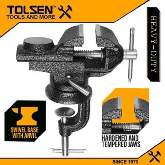 TOLSEN 10107 Bench Vice, 2" (50mm), Swivel Base with Anvil, Hardened & Tempered Jaws | Model: 10107_img_4