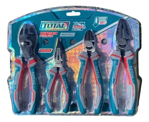 TOTAL THT2K0458 4 Pcs Cr-V High Leverage Pliers Set | 30% Strength Saving | Black Finish & Polish | Model: THT2K0458_img_1