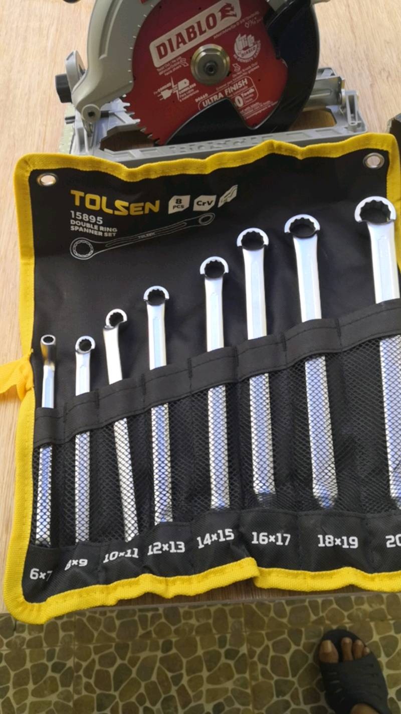 TOLSEN 15895 8Pcs Double Ring End Spanner Set | Chrome Plated | Satin Finish | DIN838 | Sizes 6×7 to 20×22mm | Model: 15895_img_2