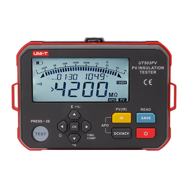 UNI-T UT503PV PV Insulation Tester | 1000V Output | 4000MΩ Range | Live PV Testing | USB + Bluetooth | CAT III 600V | Model: UT503PV_img_0