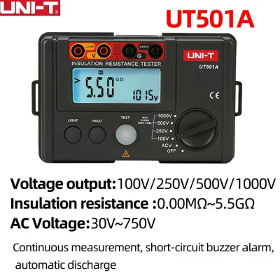 UNI-T UT501A Insulation Resistance Tester | 100V/250V/500V/1000V Test Voltages | PI & DAR Measurement | Auto Discharge | 2000 Counts | Model: UT501A_img_3