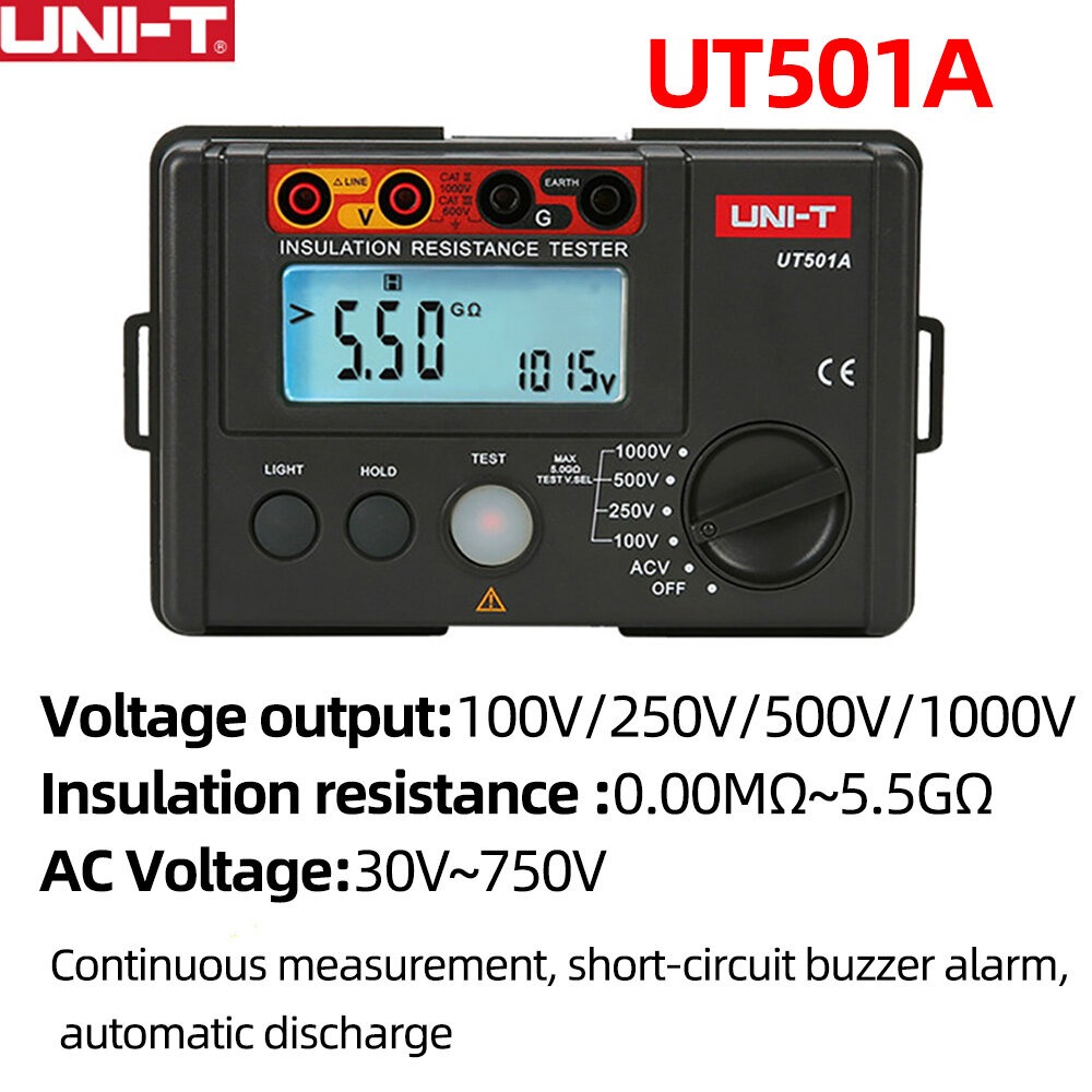 UNI-T UT501A Insulation Resistance Tester | 100V/250V/500V/1000V Test Voltages | PI & DAR Measurement | Auto Discharge | 2000 Counts | Model: UT501A_img_3