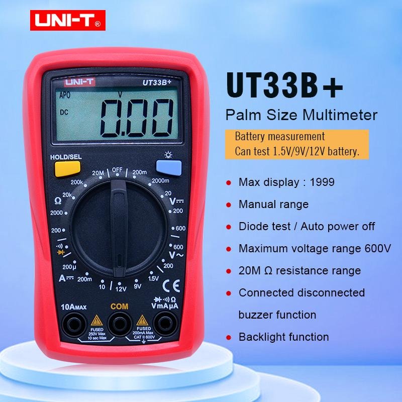 UNI-T UT33B+ Palm Size Multimeter | 2000 Counts | 2m Drop Test | CAT II 600V | Battery Test | Manual Range | Model: UT33B+_img_4