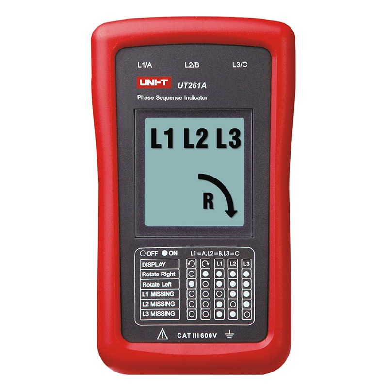 UNI-T UT261A Phase Sequence and Motor Rotation Indicator | 40-700V | 15-400Hz | No Battery Needed | CAT III 600V | Model: UT261A
