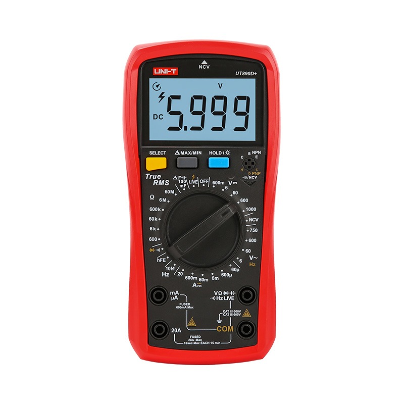 UNI-T UT890D+ True RMS Digital Multimeter | AC/DC | Manual Range | LIVE Function | NCV | 100mF Capacitance | CAT III 600V | Model: UT890D+