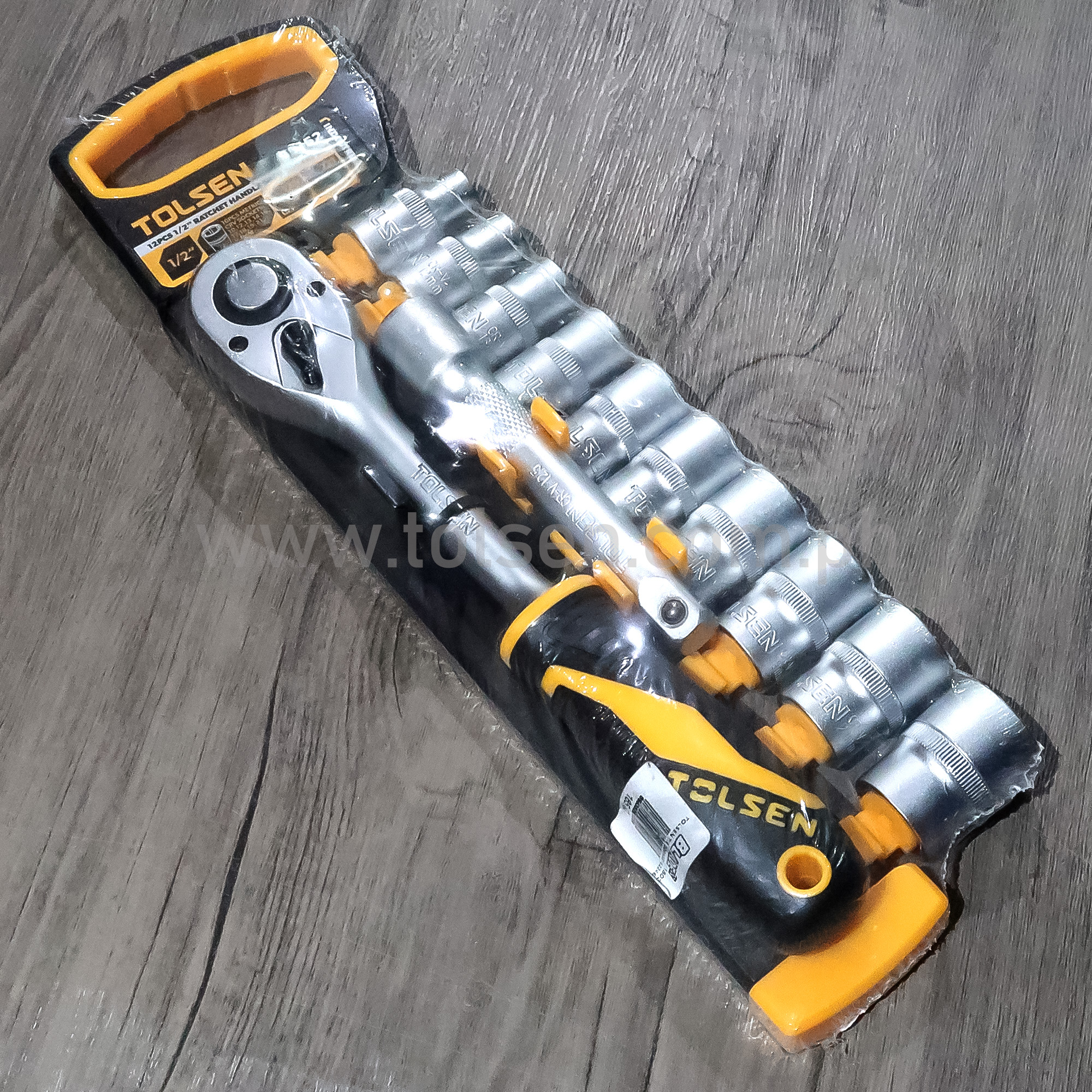 TOLSEN 15152 12Pcs 1/2" Drive Ratchet Handle with Socket Set | Quick Release | 72-Tooth | CrV Steel | Industrial Series | Model: 15152_img_4