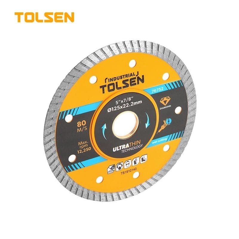 TOLSEN 76750 Ultrathin Diamond Disc (Industrial) | 105×16mm (4″×25/32″) | 1.4mm Thick | Max RPM 15,300 | Ideal for Brick, Plaster, Tile | Model: 76750