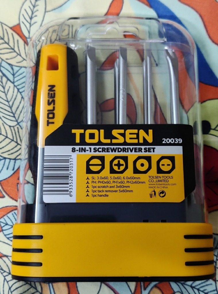 TOLSEN 20039 8-in-1 Interchangeable Screwdriver Set | Includes Case | Slotted & Phillips Bits | Scratch Awl | Tack Remover | Model: 20039_img_6