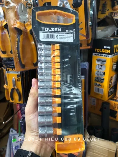 TOLSEN 15150 14 Pcs 1/4" Ratchet Handle with Socket Set | 72-Tooth | CrV Steel | Quick Release | Industrial Series | Model: 15150_img_3