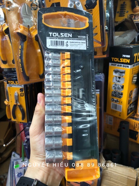 TOLSEN 15150 14 Pcs 1/4" Ratchet Handle with Socket Set | 72-Tooth | CrV Steel | Quick Release | Industrial Series | Model: 15150_img_3