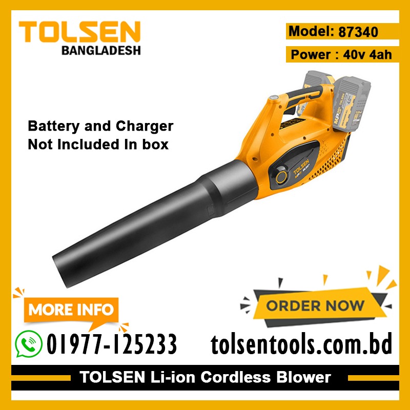 TOLSEN 87340 Li-ion BLOWER 800W 2X20V (Not Included Battery and Charger), Air velocity 59m/s; Model 87340_img_1