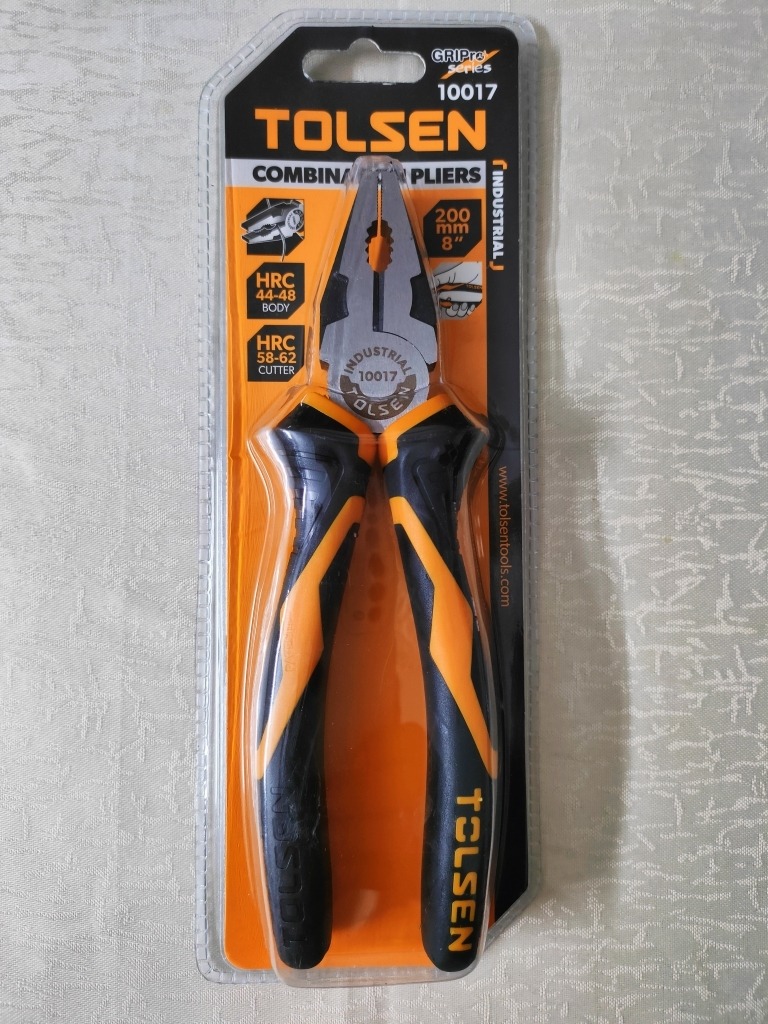 TOLSEN 10017 Combination Pliers, 8" (200mm), Industrial GRIPro Series, CrV Steel, Black Finish | Model: 10017_img_3