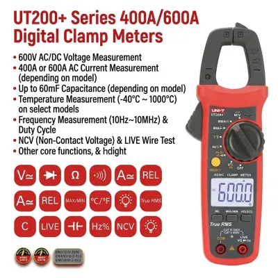 UNI-T UT201+ Digital Clamp Meter | 400A AC | True RMS | 4000 Counts | NCV | CAT III 300V | Model: UT201+_img_3