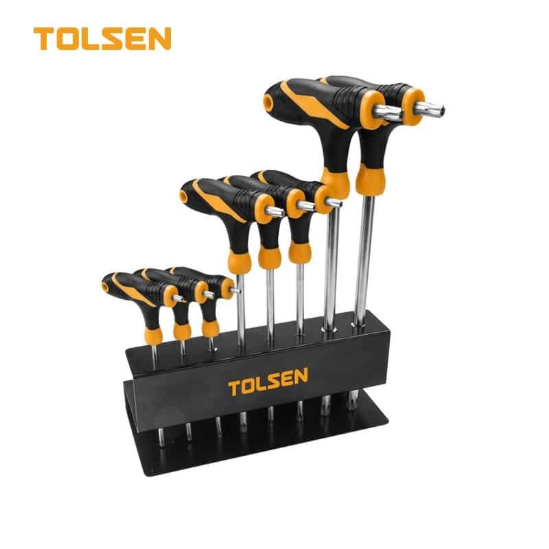 TOLSEN 20063 8Pcs Torx T-Handle Screwdrivers Set | Industrial Grade | Cr-V Steel | Matt Chrome Finish | Model: 20063