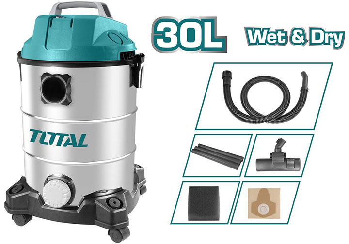 TOTAL TVC14301 Vacuum Cleaner, 1400W, 30L Capacity, Wet & Dry, Industrial, HEPA Filter | Model: TVC14301_img_3