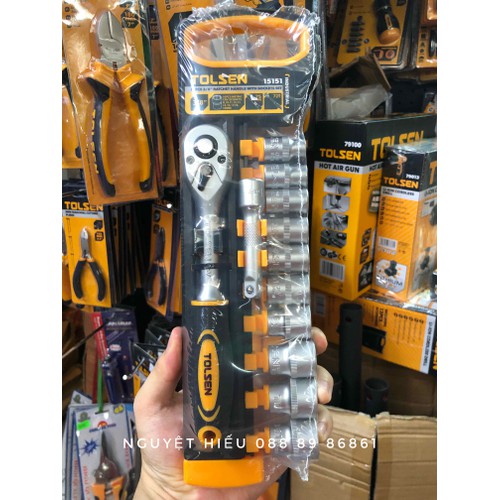 TOLSEN 15151 12Pcs 3/8" Drive Ratchet Handle with Socket Set, Quick Release, 72-Tooth, CrV Steel, Industrial Series; Model: 15151_img_4