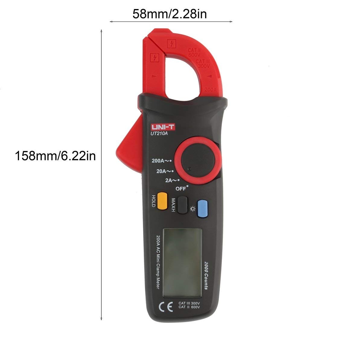 UNI-T UT210A Mini Clamp Meter | 200A AC | 2000 Counts | 16mm Jaw Opening | Auto Range | Compact & Lightweight | Model: UT210A_img_2