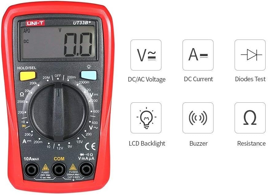 UNI-T UT33B+ Palm Size Multimeter | 2000 Counts | 2m Drop Test | CAT II 600V | Battery Test | Manual Range | Model: UT33B+_img_2