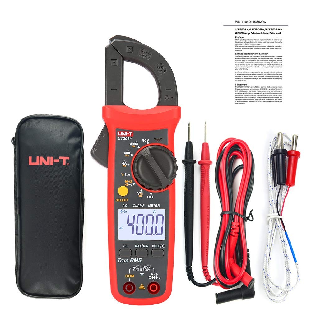 UNI-T UT202+ Digital Clamp Meter | 600A AC | True RMS | 4000 Counts | NCV | Temperature Measurement | CAT III 300V | Model: UT202+_img_3