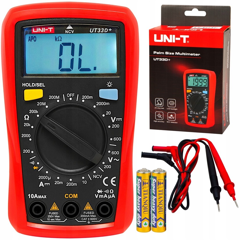UNI-T UT33D+ Multi Functional Digital Multimeter Palm | CAT II 600V | Non-Contact Voltage (NCV) Detection | Manual Range | Model: UT33D+