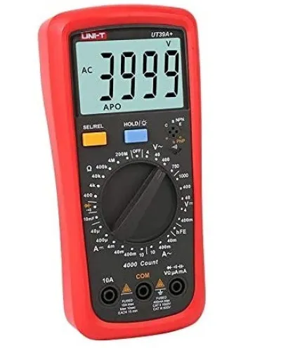 UNI-T UT39A+ Digital Multimeter | 4000 Counts | CAT III 600V | Overvoltage & Overcurrent Alarm | NCV Detection | Transistor Test | Model: UT39A+_img_1