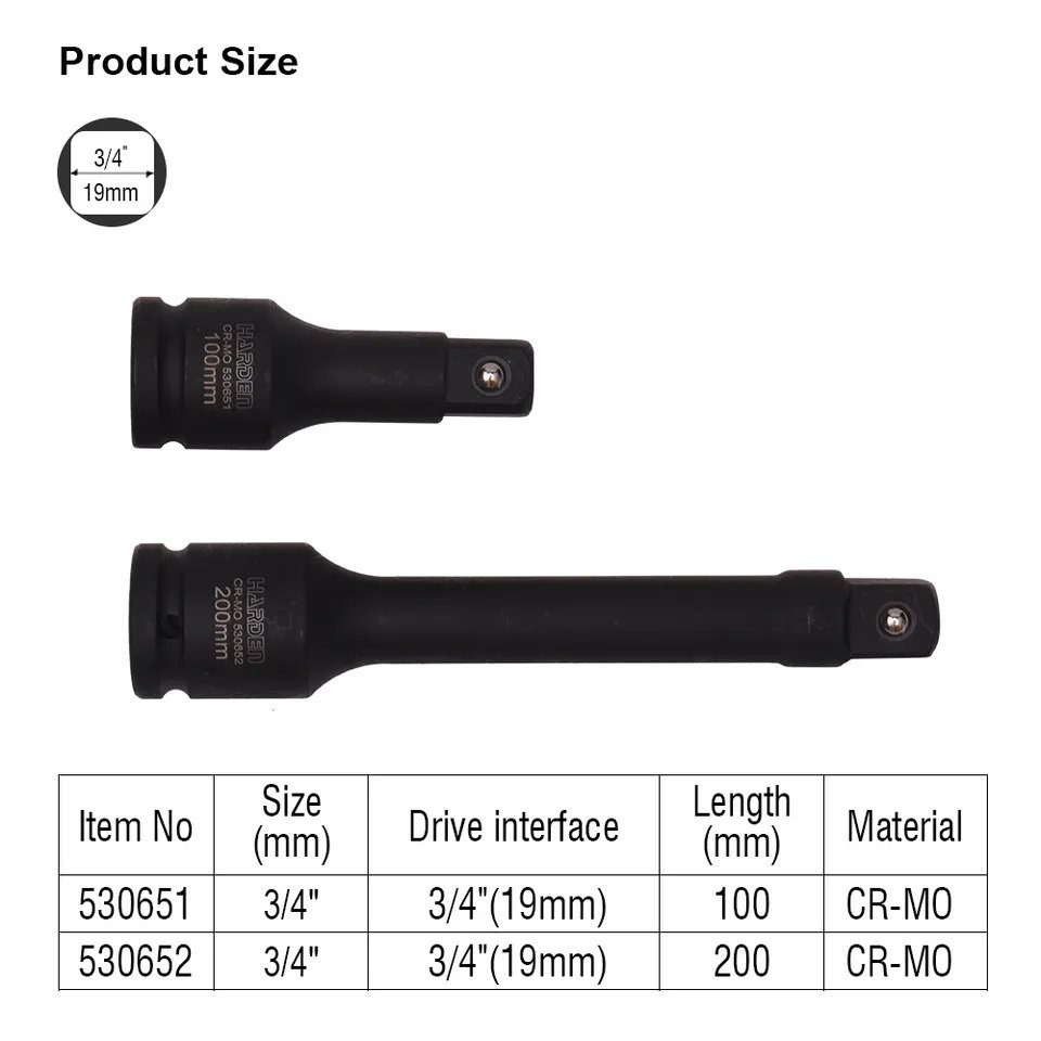 HARDEN Extension Bar ( 3/4" Dr. x 100mm | 3/4" Dr. x 200mm); 530651 | 530652_img_4