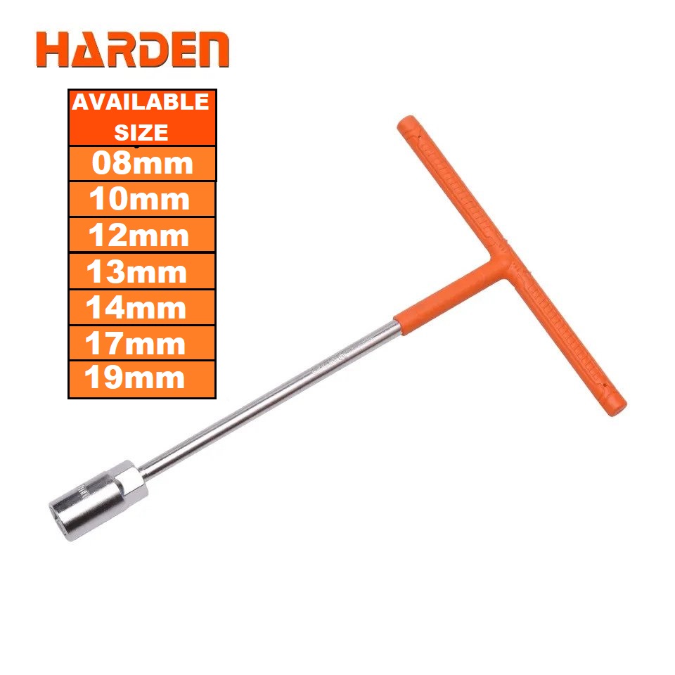 Harden T-Type CRV Wrench, T Wrench, T-Socket Wrench, ( 8mm | 10mm | 12mm | 13mm | 14mm | 17mm | 19mm ) Model: 670203 - 670211