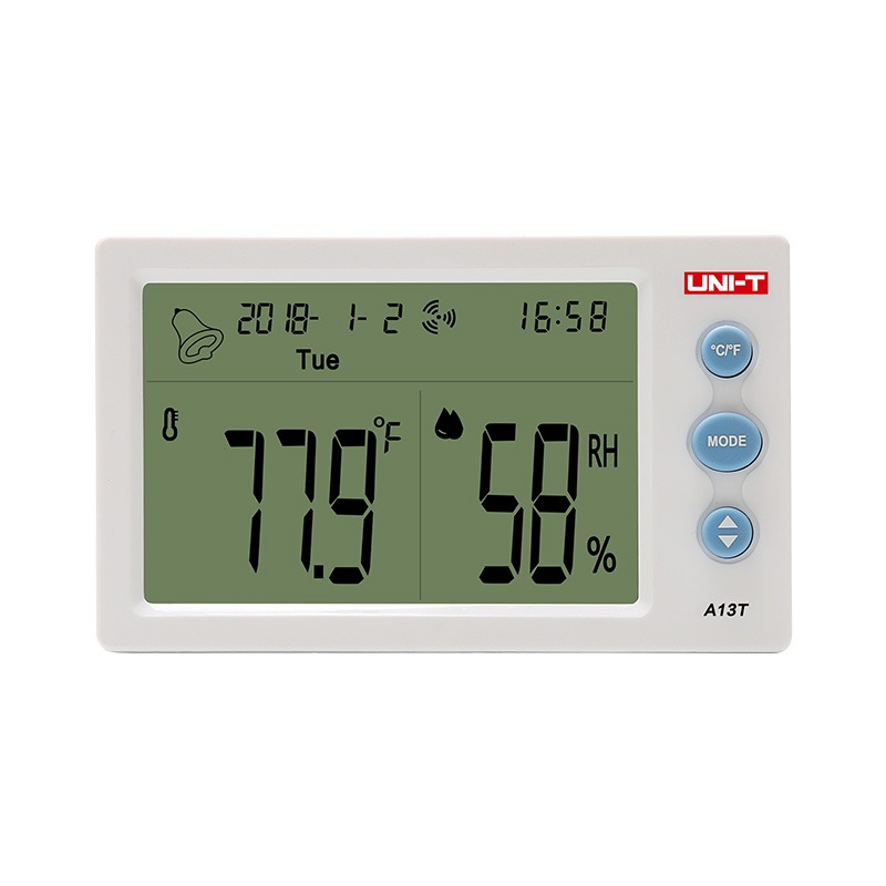 UNI-T A13T Temperature Humidity Meter | Large Display | Alarm Clock | Comfort Rating | Indoor/Outdoor Use | Model: A13T_img_0