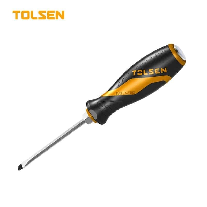 TOLSEN Hammering Screwdriver (Go-Through) Flat | Sizes 4", 6", 8" | Slotted | Cr-V Steel | Magnetic Tip | Models: 20114 | 20115 | 20119