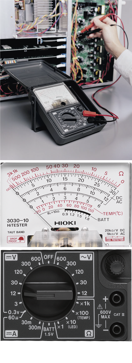Hioki HiTESTER 3030-10 Basic Analog Tester | Drop Proof (1m) | CAT III 600V | LED & Battery Check | Model: 3030-10_img_3