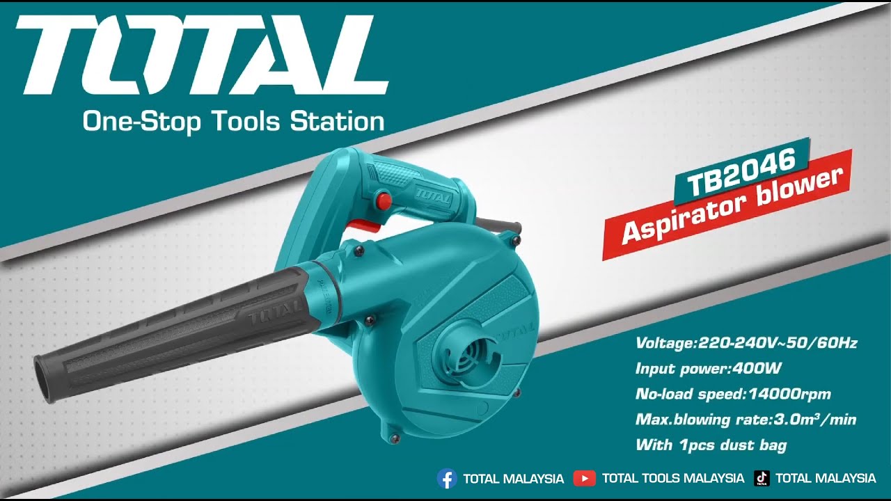 TOTAL TB2046 Aspirator Blower, 400W, 14,000 RPM, 3.0 m³/min Airflow, Dust Bag & Blowing Pipe | Model: TB2046_img_5