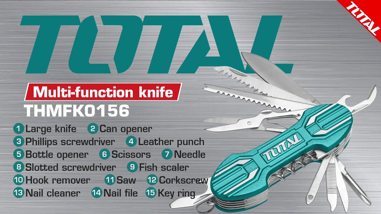 TOTAL THMFK0156 Multi-function Knife | 15-in-1 Folding Tool | Aluminium Body | Compact & Portable | Model: THMFK0156_img_2