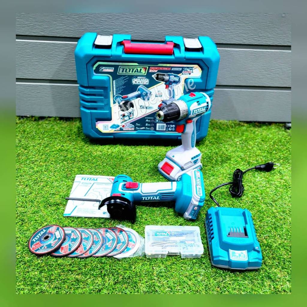 TOTAL TCKLI20278 Li-ion 2 Pcs Combo Kit | 20V | Mini Cut-Off Tool + Brushless Drill | 2 × 2.0Ah Batteries | Industrial | Model: TCKLI20278_img_3