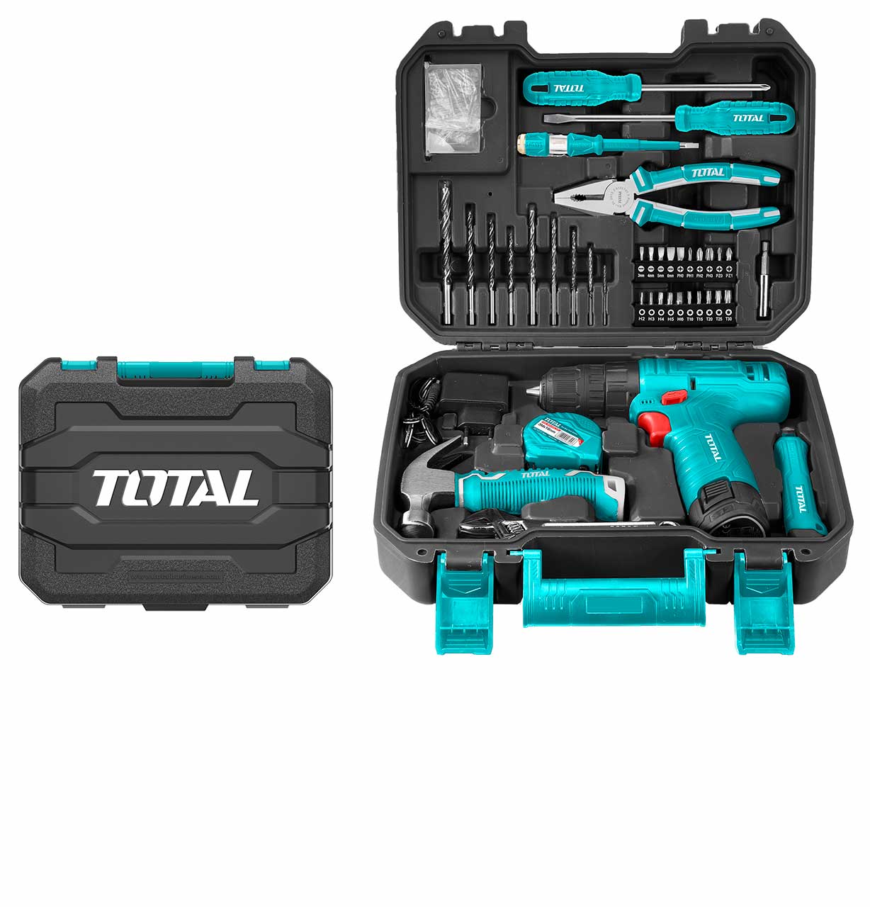 TOTAL THKTHP10812 81 Pcs Household Set | 12V Cordless Drill + Hand Tools + Accessories | Model: THKTHP10812_img_1