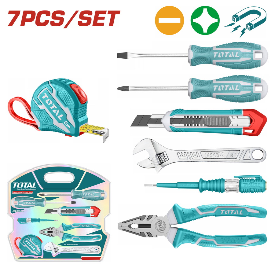 TOTAL THKTHP90076 7 Pcs Hand Tools Set | Essential Home DIY Kit | Model: THKTHP90076_img_0