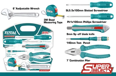TOTAL THKTHP90076 7 Pcs Hand Tools Set | Essential Home DIY Kit | Model: THKTHP90076_img_3