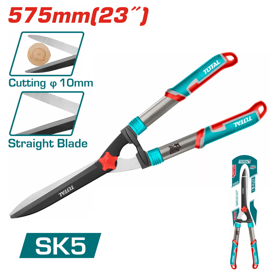 TOTAL THT1516001 Hedge Shear, 22" (557mm), Carbon Steel with Teflon Coating, Cutting Capacity 10mm | Industrial | Model: THT1516001