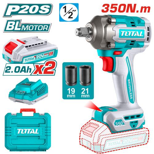 TOTAL TIWLI2035 Li-ion Impact Wrench | 20V | Brushless Motor | 2 × 2.0Ah Batteries | Charger Included | Model: TIWLI2035_img_0