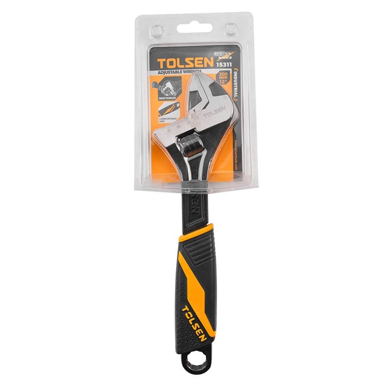 TOLSEN 15311 Adjustable Wrench, 12" (300mm), Industrial GRIPro Series, Black Finished & Polished, Two-Component Plastic Handle, Max Opening 35mm | Model: 15311_img_7