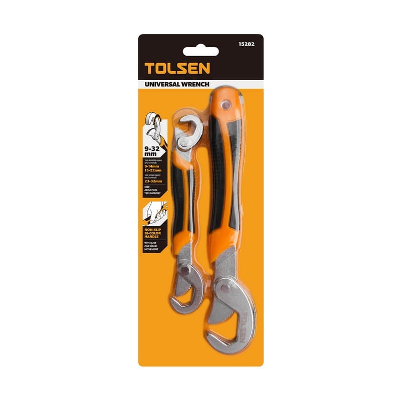 TOLSEN 15282 Universal Wrench | 2pcs Set | 9-32mm Capacity | TPR Handle | Chrome Finished | Special Tool Steel | Model: 15282_img_3