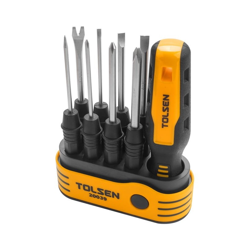 TOLSEN 20039 8-in-1 Interchangeable Screwdriver Set | Includes Case | Slotted & Phillips Bits | Scratch Awl | Tack Remover | Model: 20039_img_3