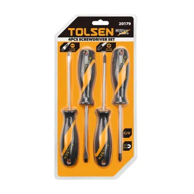 TOLSEN 20179 4Pcs Screwdriver Set | GRIPro Series | CrV Steel | Two-Component Grip | Magnetic Tip | Black Finish | Model: 20179_img_2