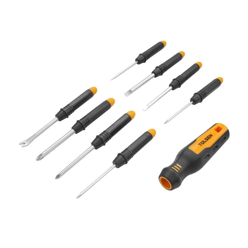 TOLSEN 20039 8-in-1 Interchangeable Screwdriver Set | Includes Case | Slotted & Phillips Bits | Scratch Awl | Tack Remover | Model: 20039_img_2