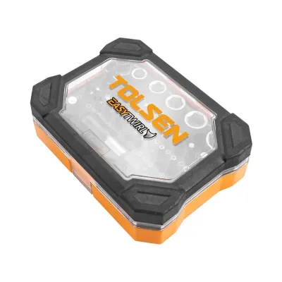 TOLSEN 20376 28Pcs Bit and Socket Set, 1/4" Drive, Cr-V Steel, Color-Coded Bits, Quick-Release Holder | Model: 20376_img_5