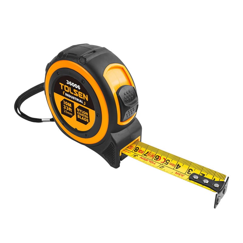TOLSEN 36006 Measuring Tape, 10m (33ft), Metric & Inch, Magnetic Hook, ABS/TPR Case | Industrial | Model: 36006