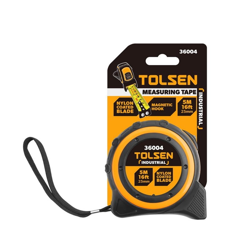 TOLSEN 36004 Measuring Tape, 5m (16ft), Metric & Inch, Magnetic Hook, ABS/TPR Case, Industrial | Model: 36004_img_2
