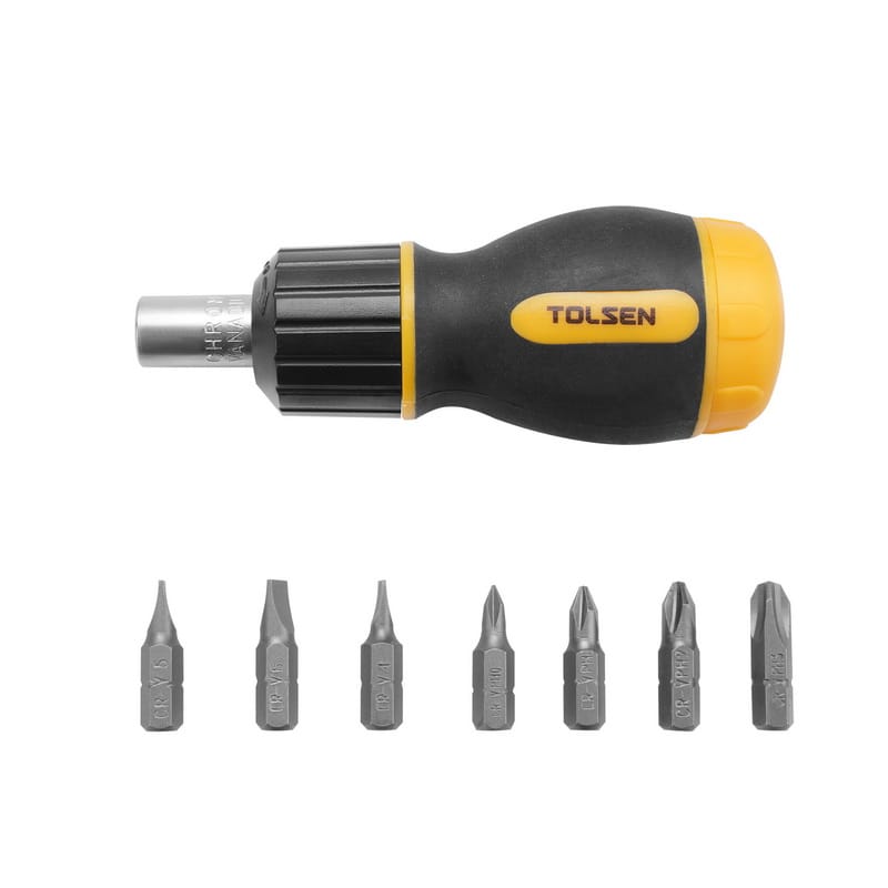 TOLSEN 20033 7-in-1 Ratchet Screwdriver, Phillips & Flat Bits, CrV Steel, Double Blister, Model: 20033_img_4