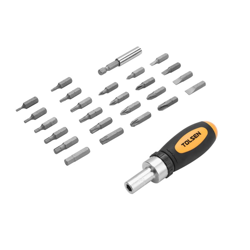TOLSEN 26Pcs Ratchet Bit Set w/ Bit Holder (Philip & Flat) TPR Handle Model: 20034_img_3