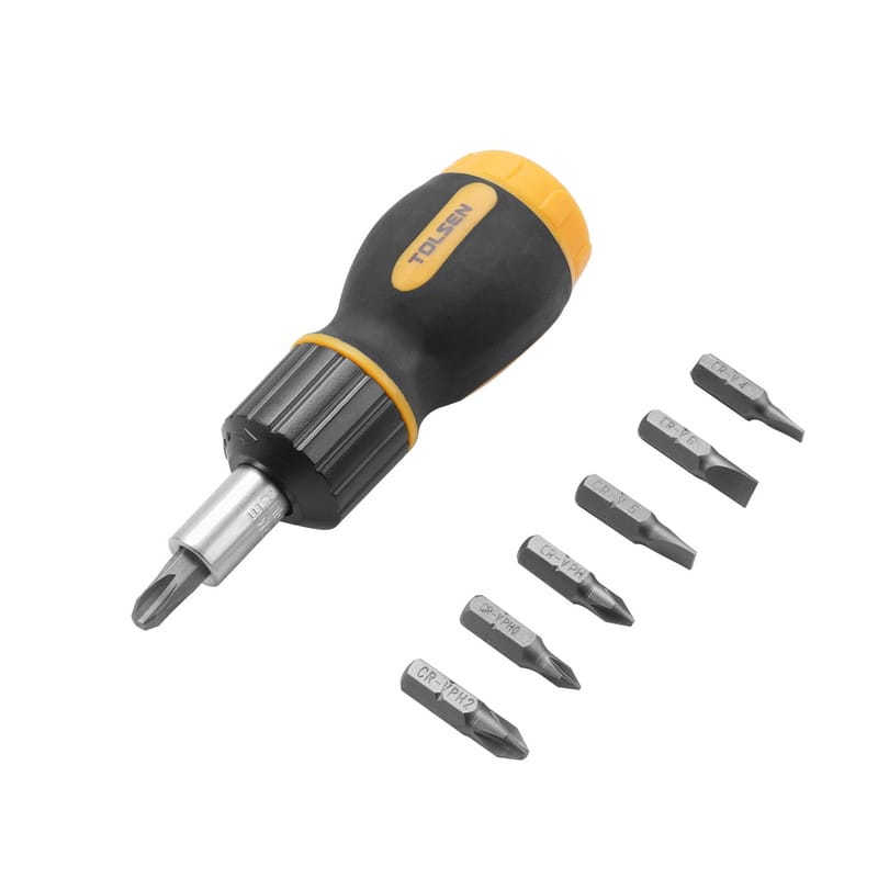 TOLSEN 20033 7-in-1 Ratchet Screwdriver, Phillips & Flat Bits, CrV Steel, Double Blister, Model: 20033_img_5